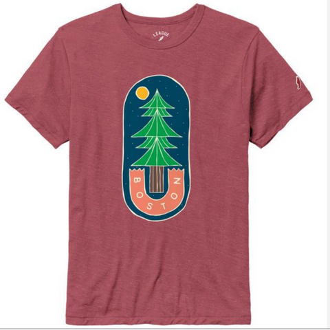 Pine Tree Maroon Boston T-Shirt Small