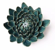 Load image into Gallery viewer, Large Teal Dahlia Ceramic Flower
