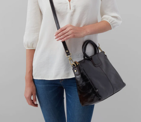 Sheila Black Large Satchel Leather Bag