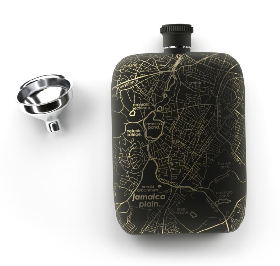 JP Map Etched Flask