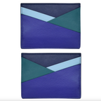 Asymmetric Leather Card Case - Denim