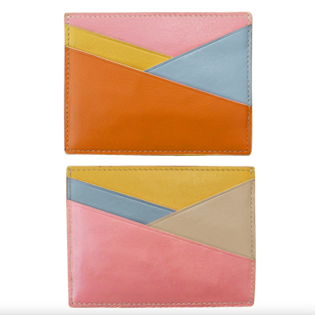 Asymmetric Leather Card Case - Rainbow