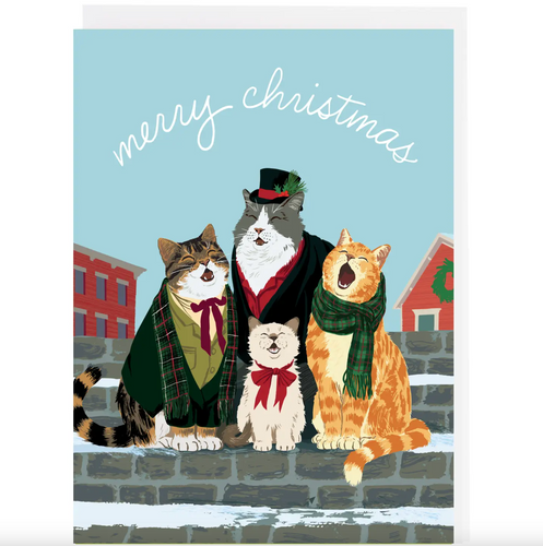 Caroling Cat Christmas Card