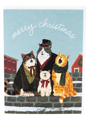 Caroling Cat Christmas Card