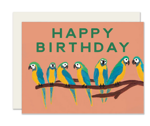 Happy Birthday Parrots Card