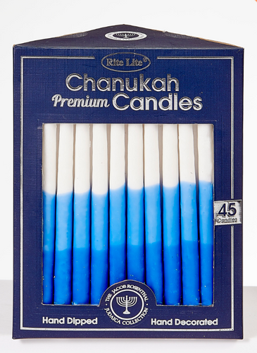 Blue Tri-Color Tapered Chanukah Candles