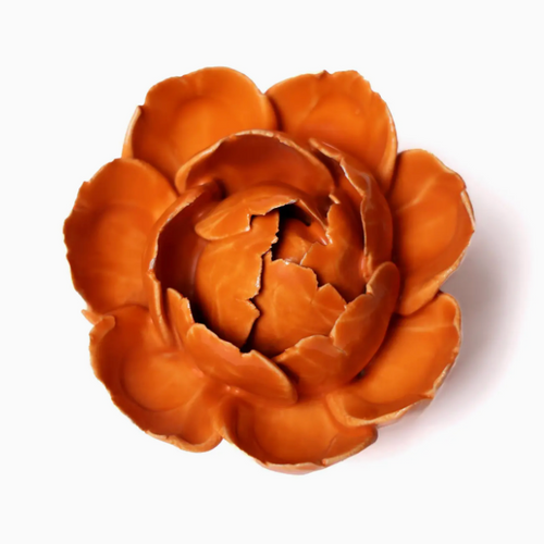 Orange Peony Ceramic Flower