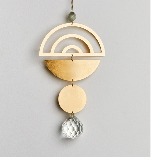 Rainbow Labradorite Brass Suncatcher