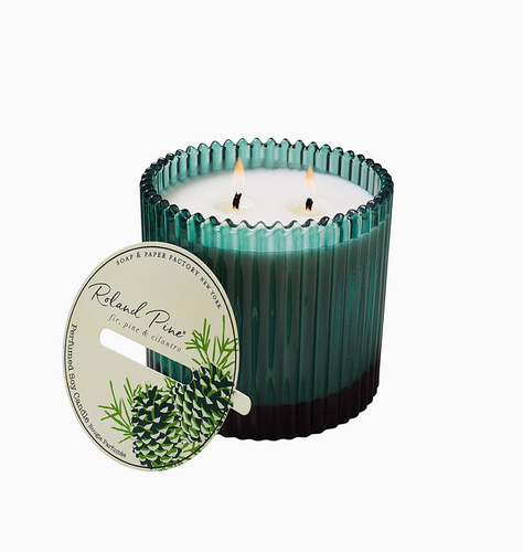 Roland Pine Ribbed Glass Candle 14oz