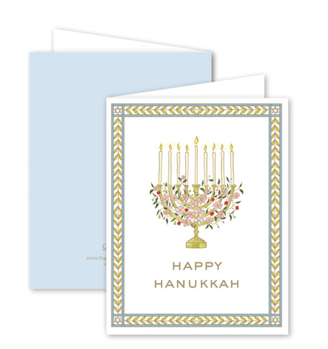 Garden of Sharon Blue Menorah Card