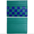Checkered Card Case - Aqua/Cobalt