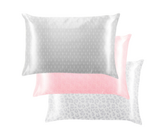 Load image into Gallery viewer, Printed Silk Pillowcase Pink Leaf
