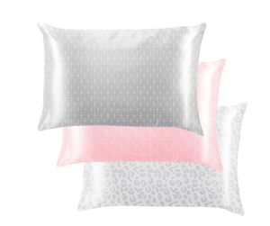 Printed Silk Pillowcase Pink Leaf