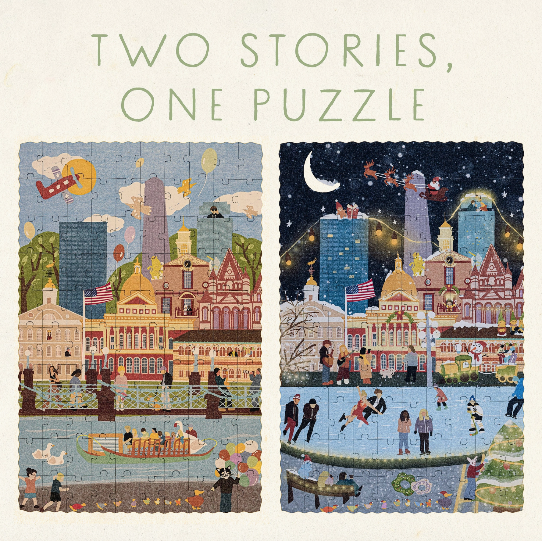 Double-Sided Puzzle - Boston Seasons