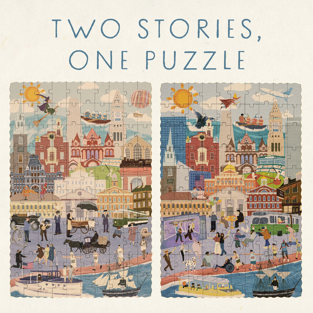 Double-Sided Puzzle - Boston Then & Now