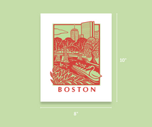 Load image into Gallery viewer, Print - Boston Scene Green/Red
