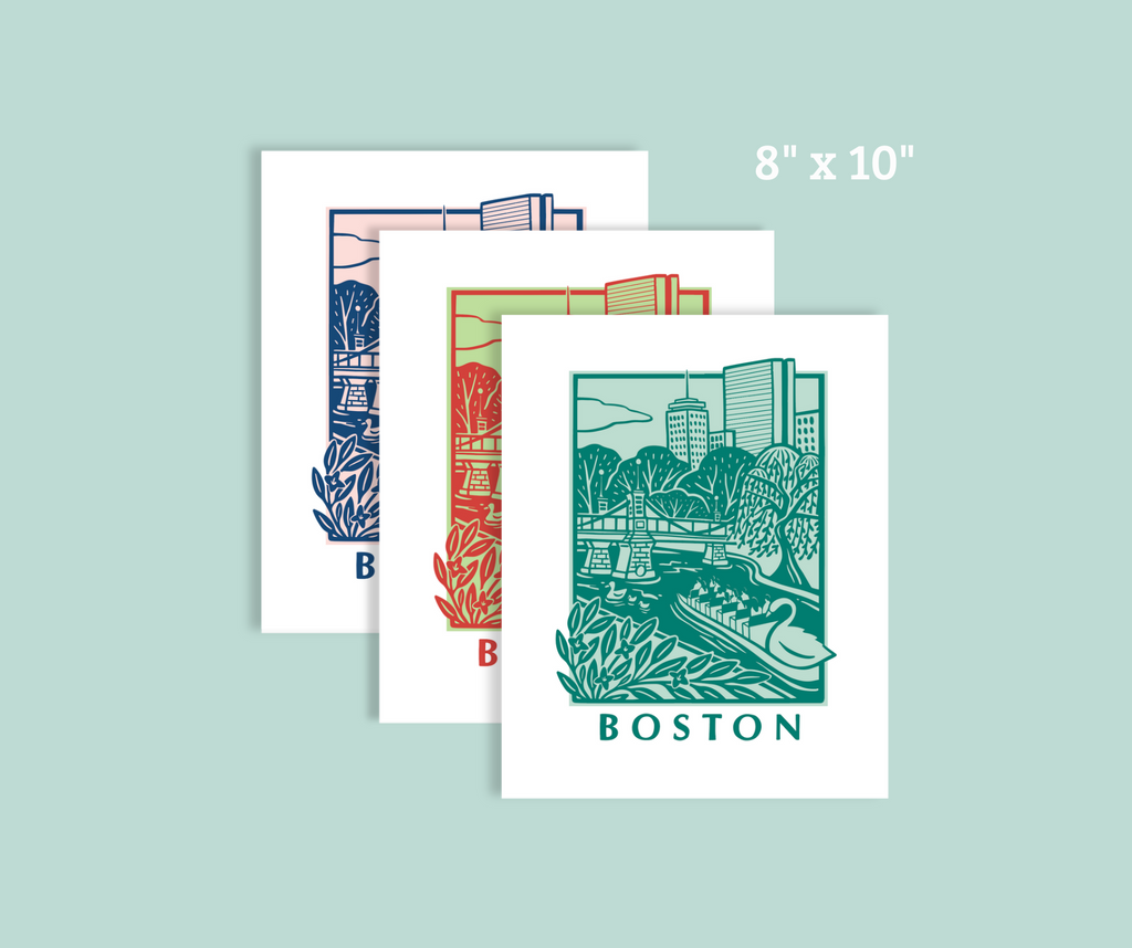 8x10 Print - Boston Scene Navy/Blue