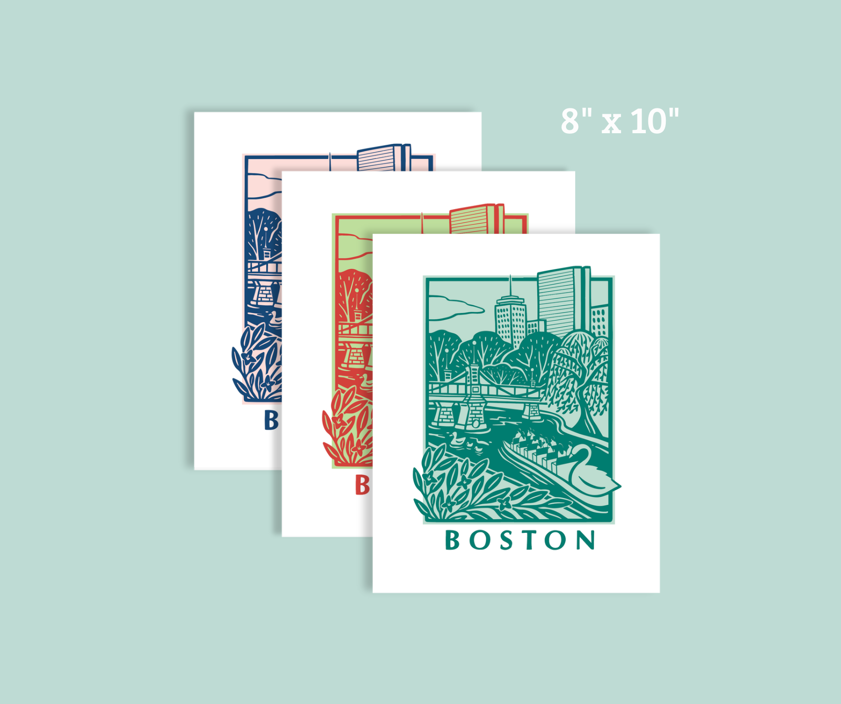 8x10 Print - Boston Scene Navy/Blue