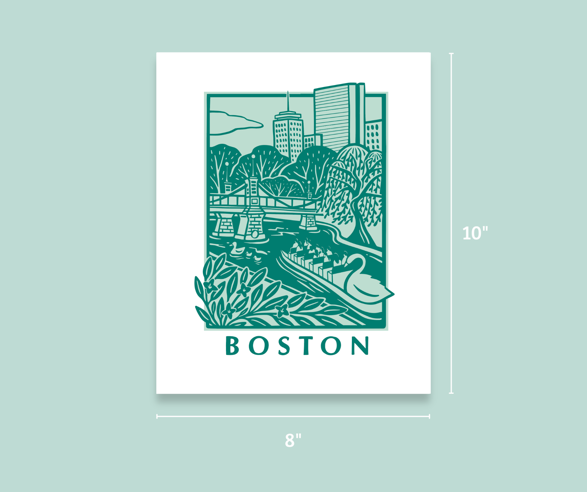 Print - Boston Scene Teal