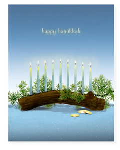 Menorah and Gelt Card