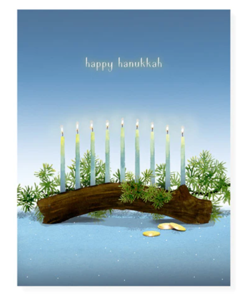 Menorah and Gelt Card