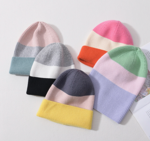 Luxe Cashmere Tri-Tone Beanie