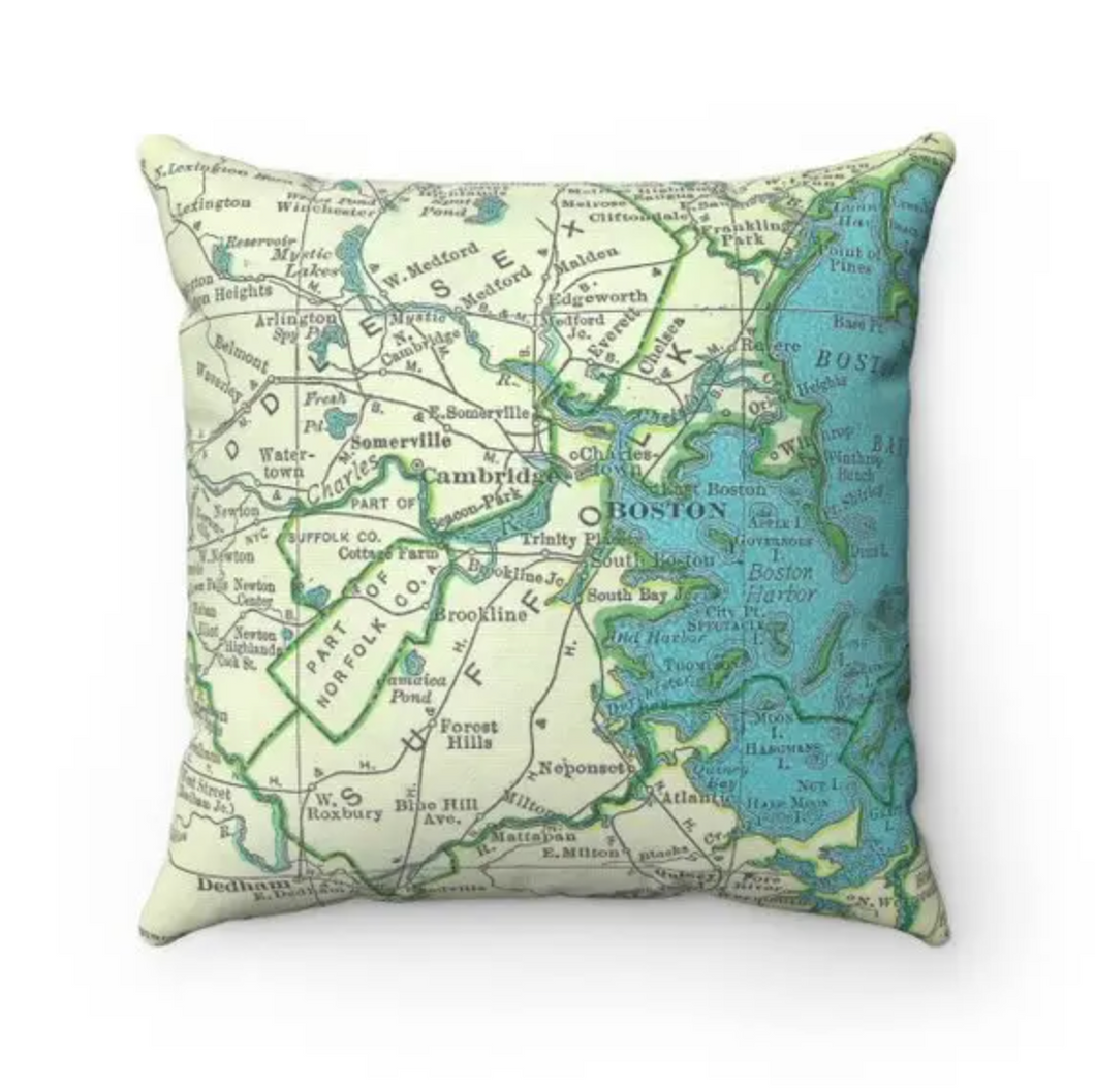 Throw Pillow - Boston Map