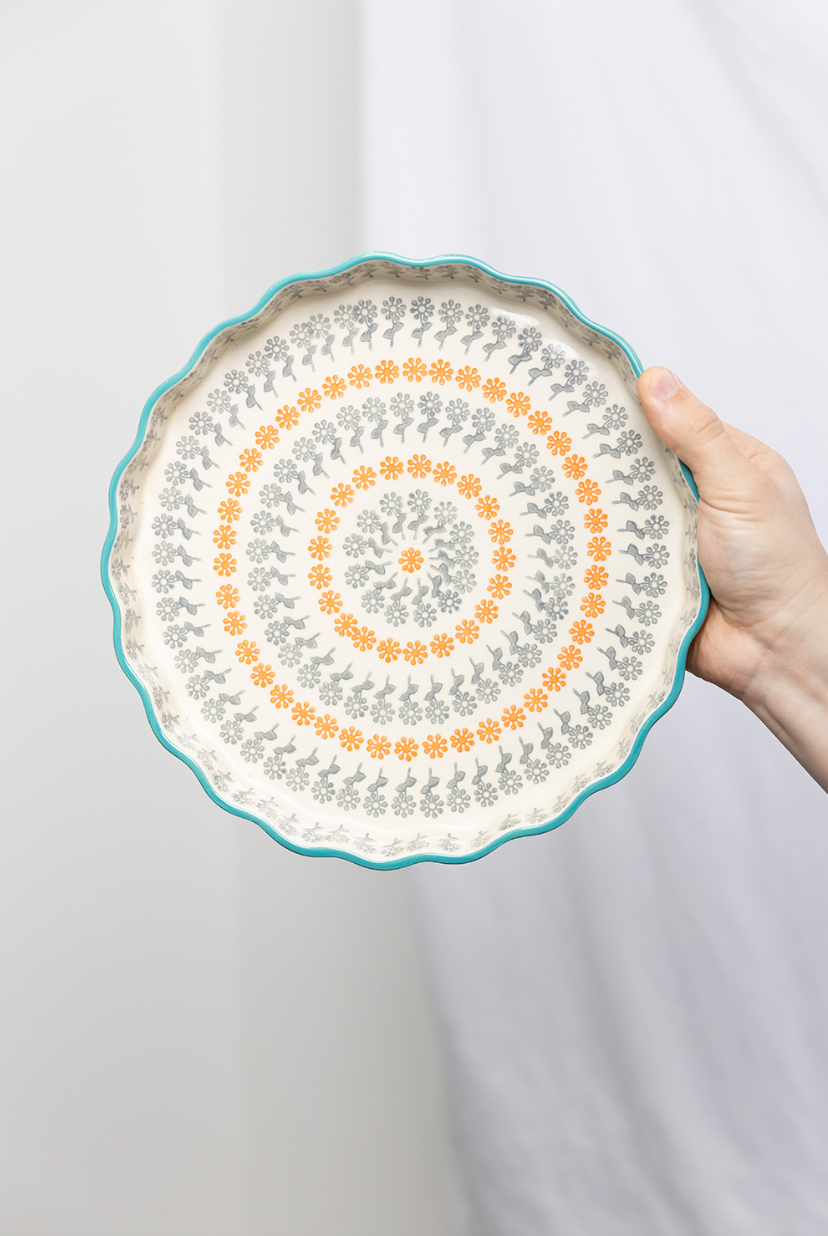 Quiche Dish - Floral Orange