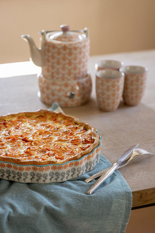 Quiche Dish - Floral Orange