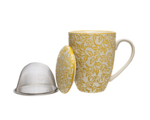 Load image into Gallery viewer, Tea Cup and Strainer - Yellow Rustic
