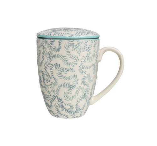 Tea Cup and Strainer - Blue Rustic