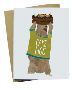 Cake Hog, Birthday Groundhog - Card