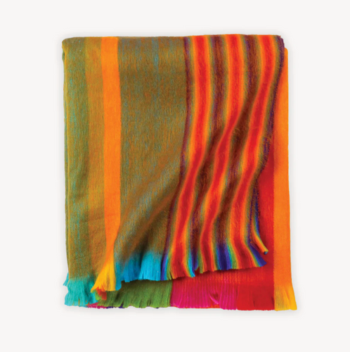 Fringed Sunrise Stripe Alpaca Throw