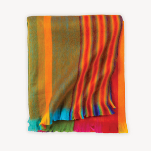 Fringed Sunrise Stripe Alpaca Throw