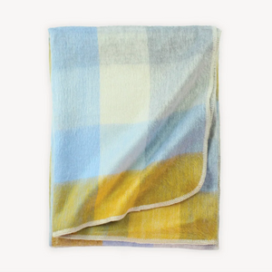 Gold/Blue Check Large Throw Blanket