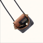 Fern Duo Crossbody Leather Bag - Black