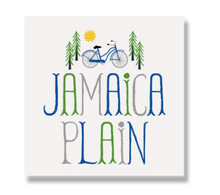 Load image into Gallery viewer, Jamaica Plain Bike Scene Ceramic Coaster
