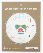 Load image into Gallery viewer, Embroidery Stitch Sampler Teacup
