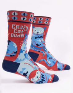 Crazy Cat Dude Men's Crew Socks
