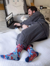 Load image into Gallery viewer, Crazy Cat Dude Men&#39;s Crew Socks
