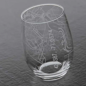 Boston Map Stemless Wine Glass