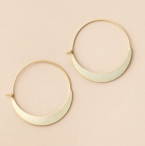 Gold Crescent Hoop Wire Earring