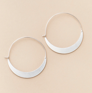 Silver Crescent Hoop Wire Earring