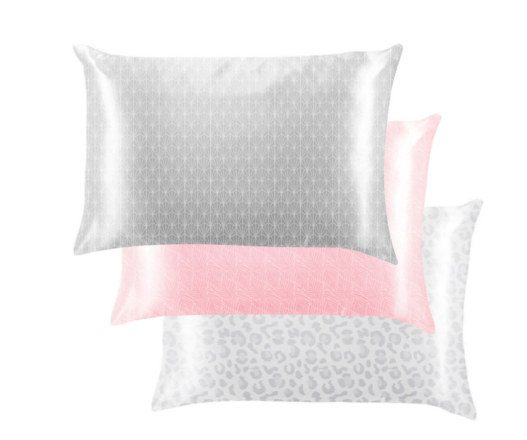 Printed Silk Pillowcase Pink Leaf