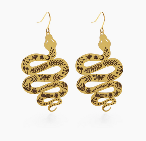 Garden Snakes Brass Earrings