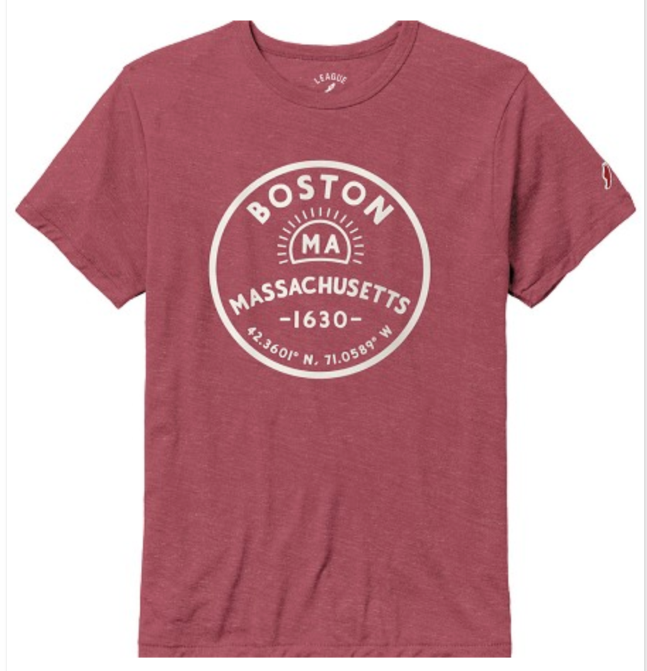 Maroon Boston Vintage Design Tee Small