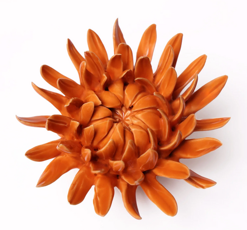 Orange Mum Ceramic Flower