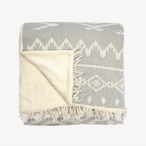 Light Grey Atlas Fleece Cotton Throw