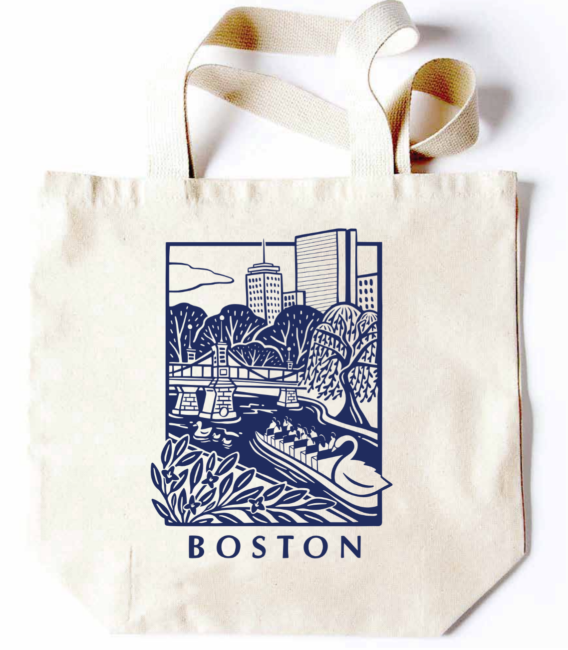 Boston Scene Tote Bag - Navy