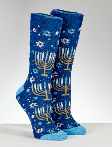 Chanukah Cozy Slipper Socks Metallic